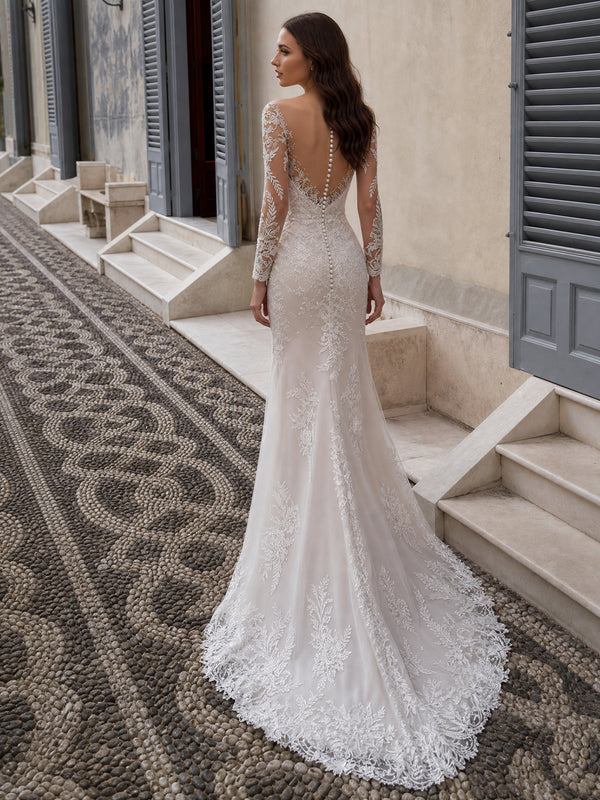 Illusion Long Sleeve Mermaid Lace Wedding Dress