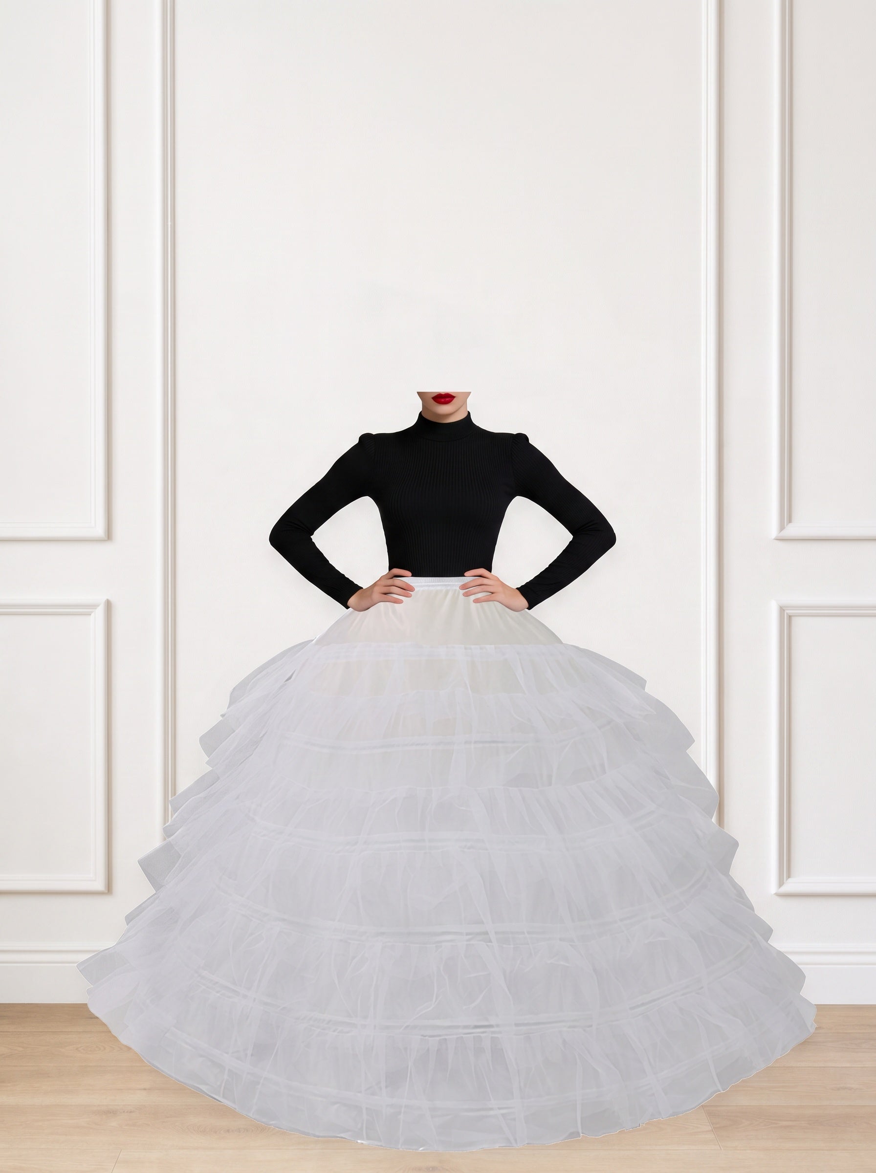 ROVDESY 6-Tiers Ball Gown Floor Length Wedding Dress Petticoat Crinoline