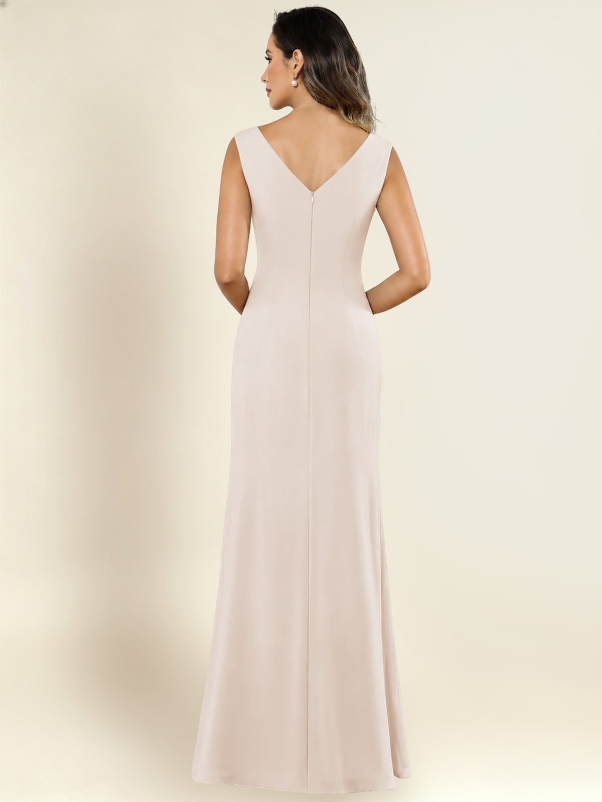 2 Pieces V-Neck Sequin Chiffon Long Mother Of The Bride Dress With Long Sleeve Jacket