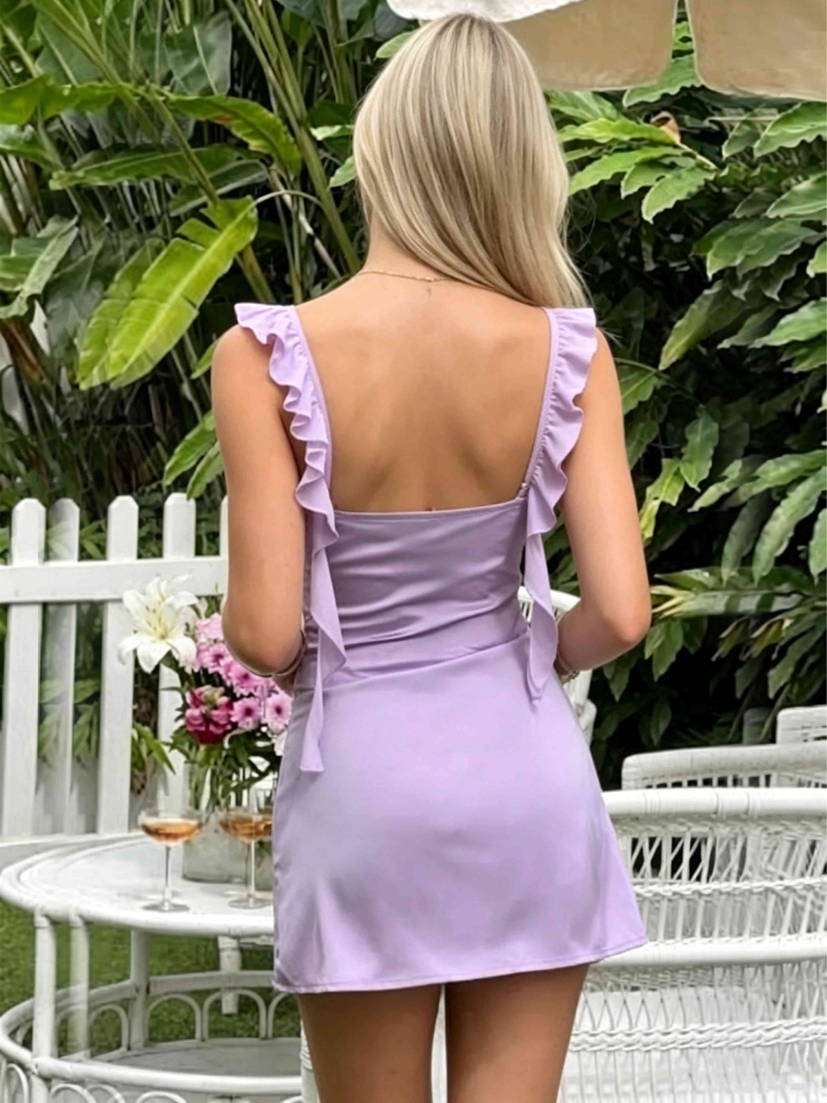 A-Line Ruffle Strap Satin Homecoming Mini Dress