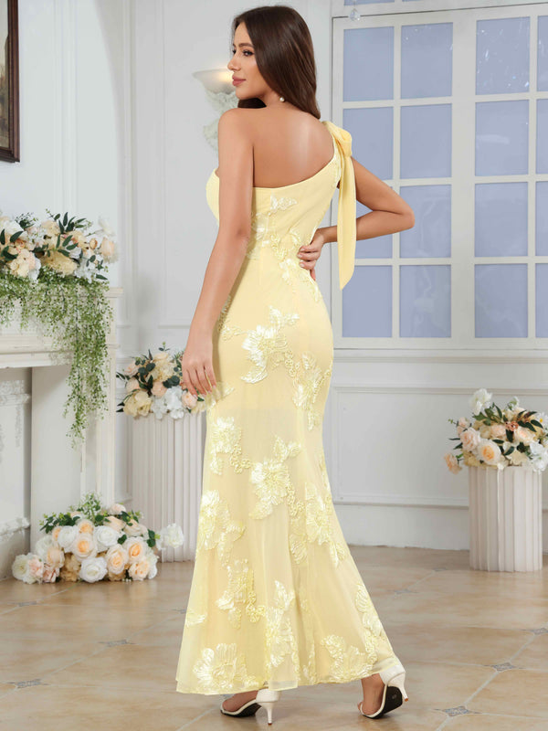 One-Shoulder Mermaid Floral Bridesmaid/Prom Dress