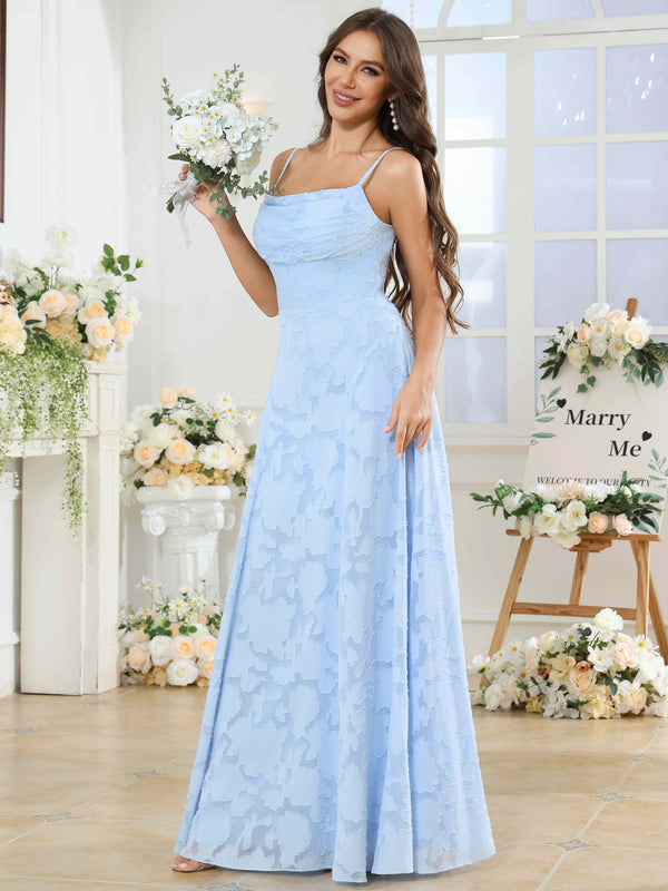 Cowl Chiffon Jacquard Bridesmaid/Prom Dress