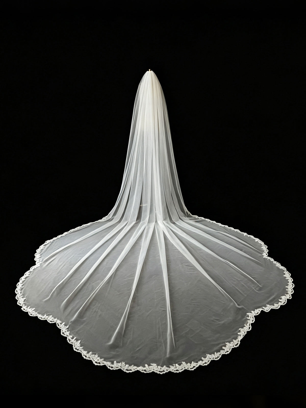 Cathedral Lace Edge Bridal Veil With Metal Comb Long Wedding Veil