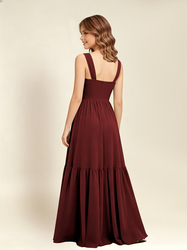 A-Line Square Neck Chiffon Junior Bridesmaid Dress