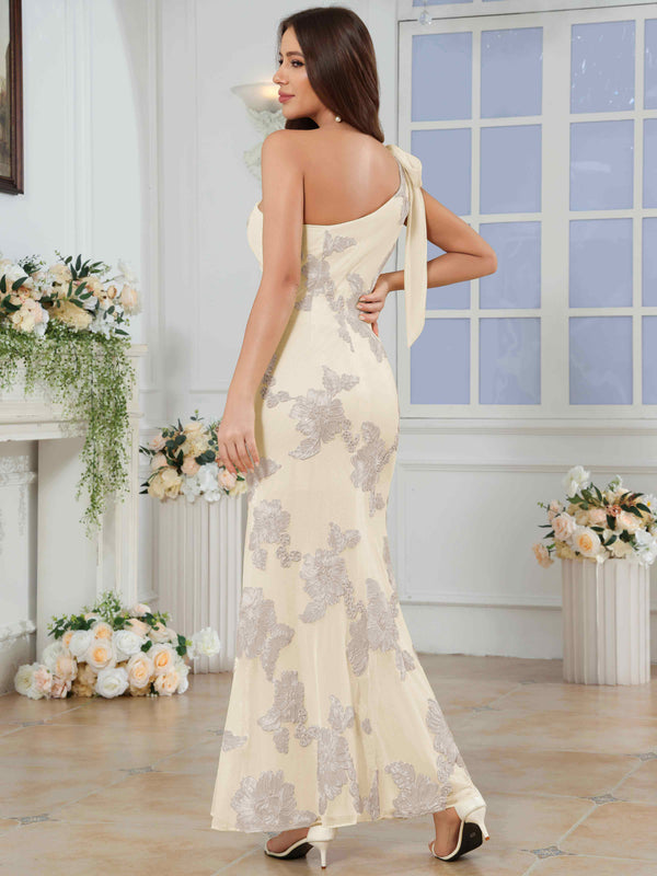 One-Shoulder Mermaid Floral Bridesmaid/Prom Dress