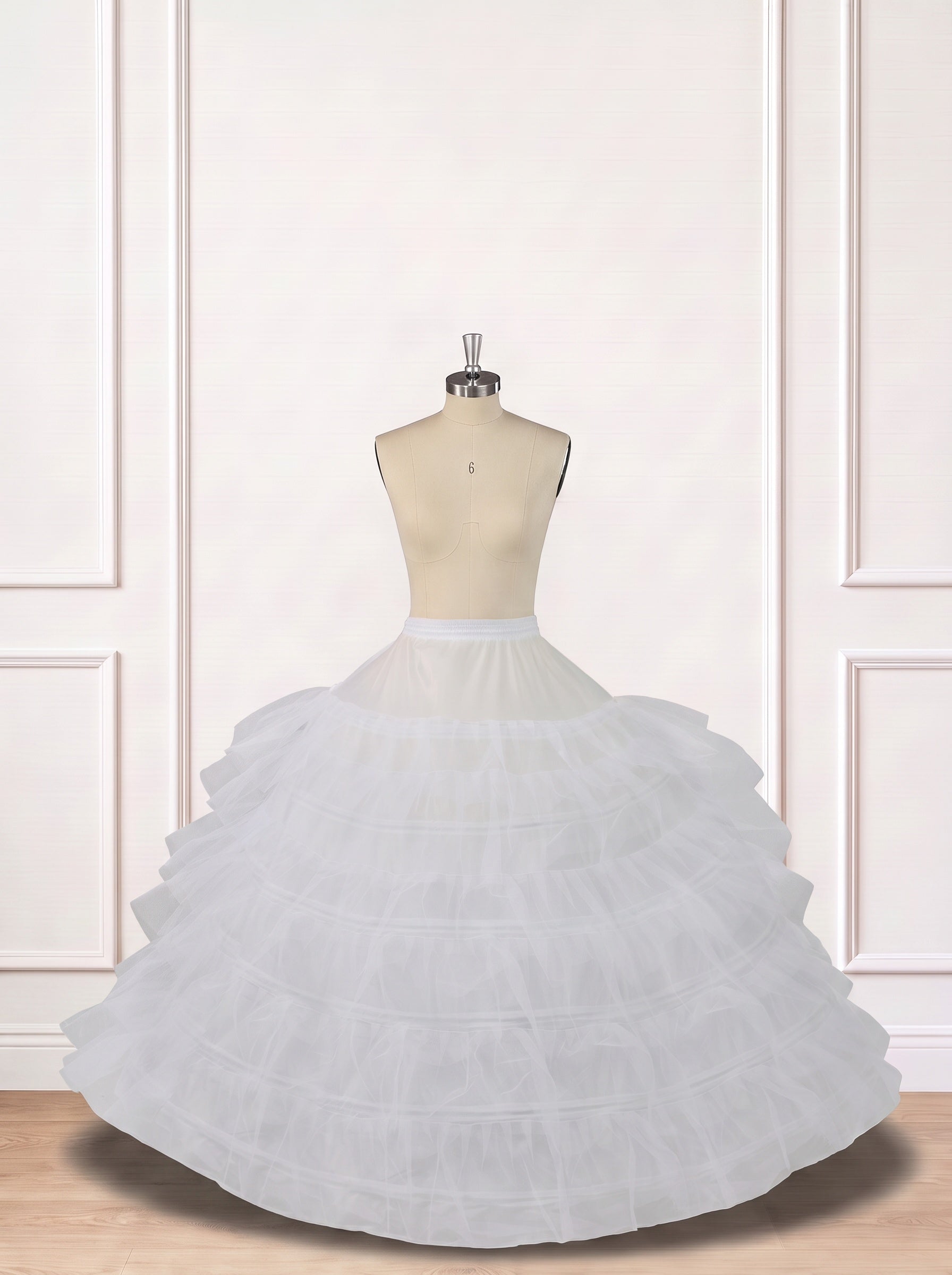 ROVDESY 6-Tiers Ball Gown Floor Length Wedding Dress Petticoat Crinoline