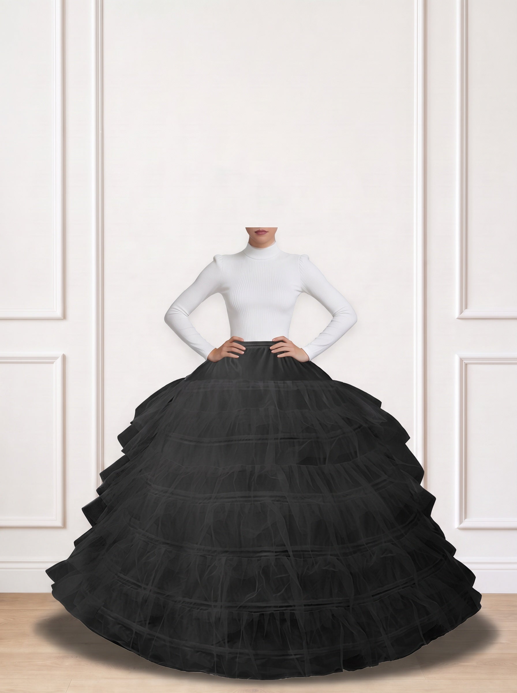 ROVDESY 6-Tiers Ball Gown Floor Length Wedding Dress Petticoat Crinoline