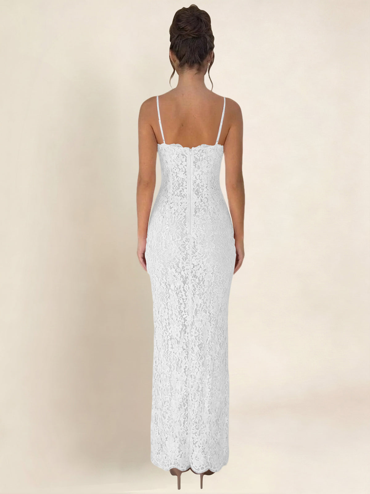 Spaghetti Strap Mermaid Lace Midi Bodycon Formal/Prom Dress