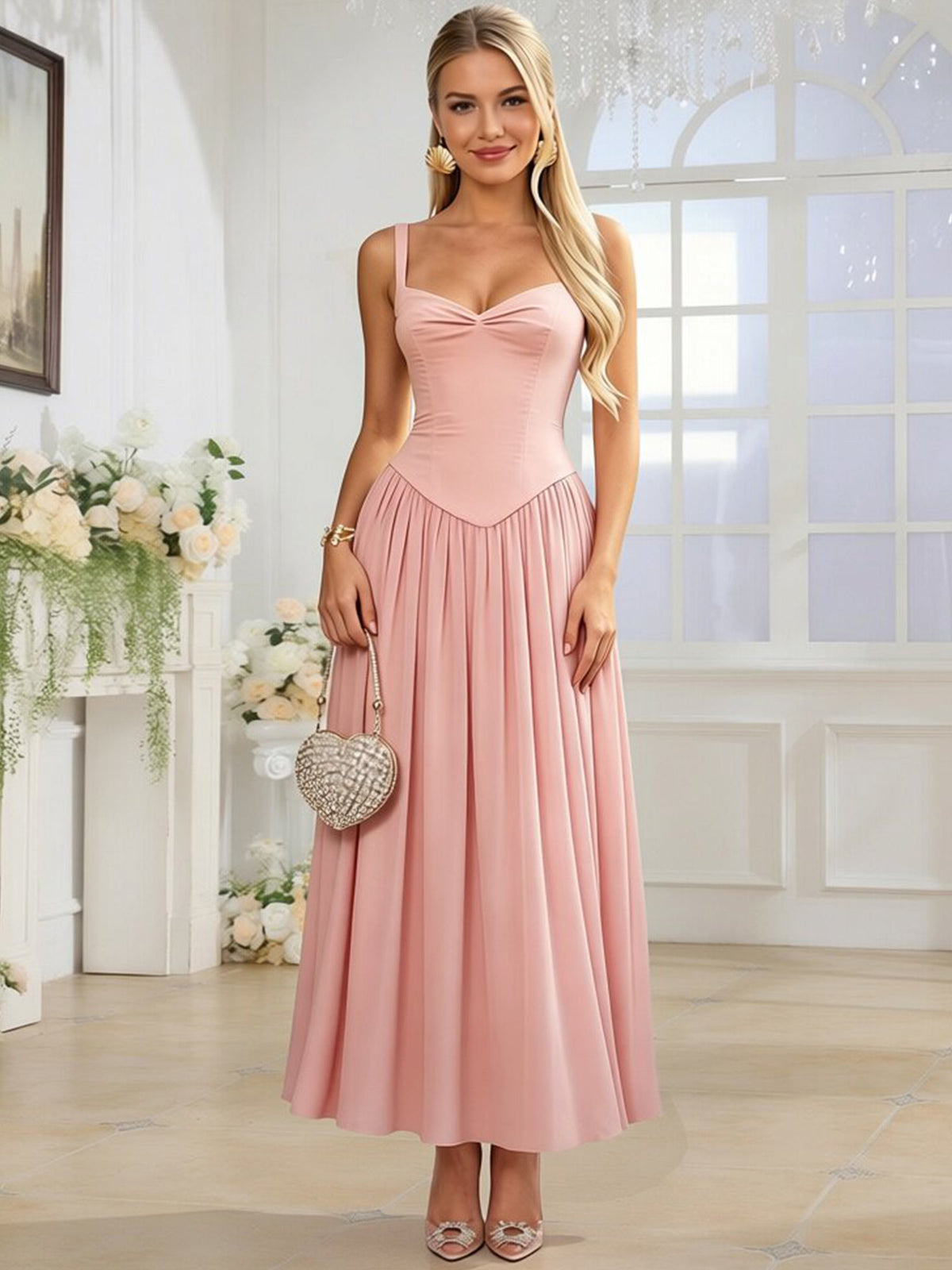 Spaghetti Strap Chiffon Ruched A Line Bridesmaid Dress