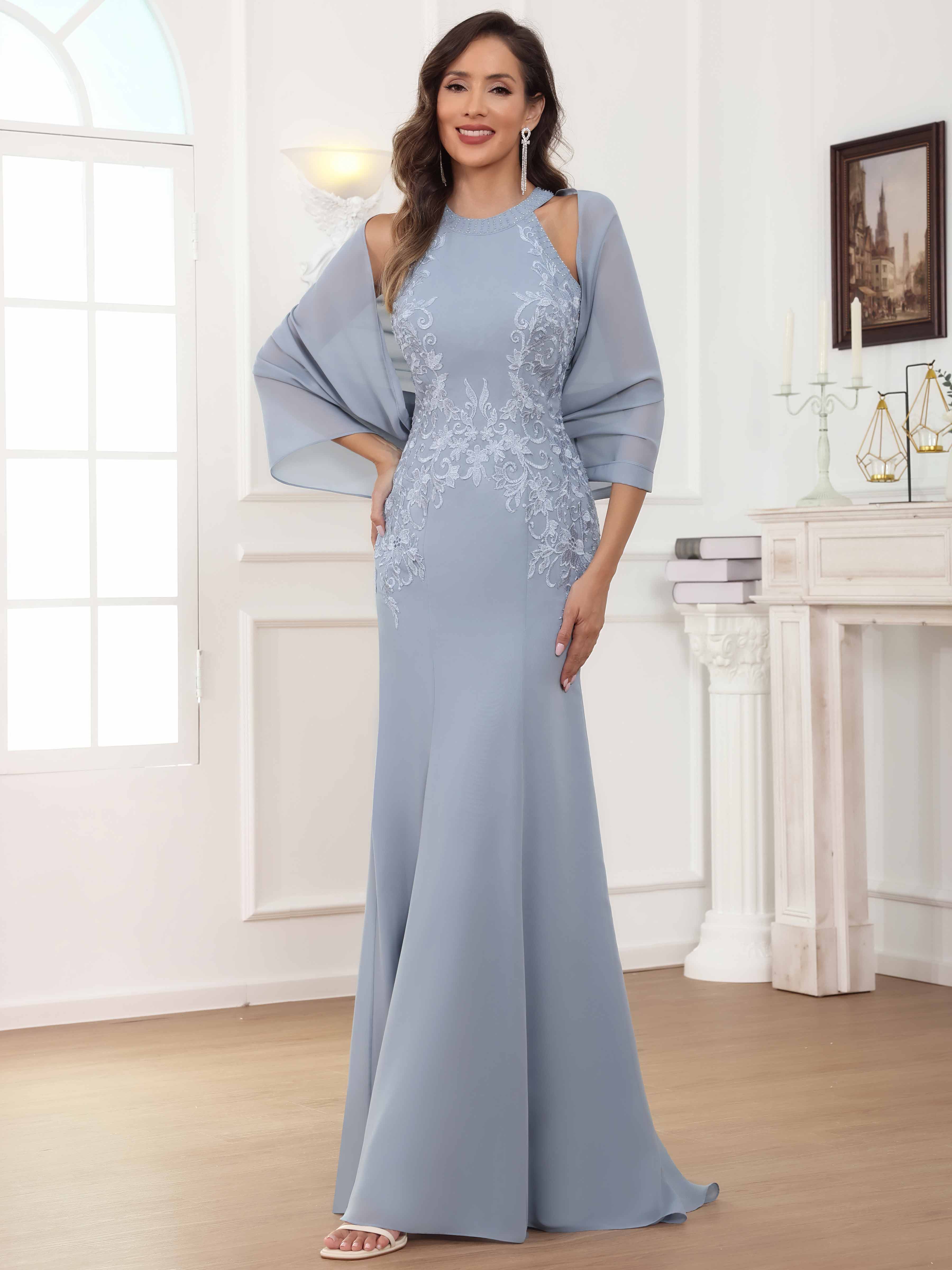 ROVDESY Halter Mermaid Lace Mother Of The Bride Dress With Jacket