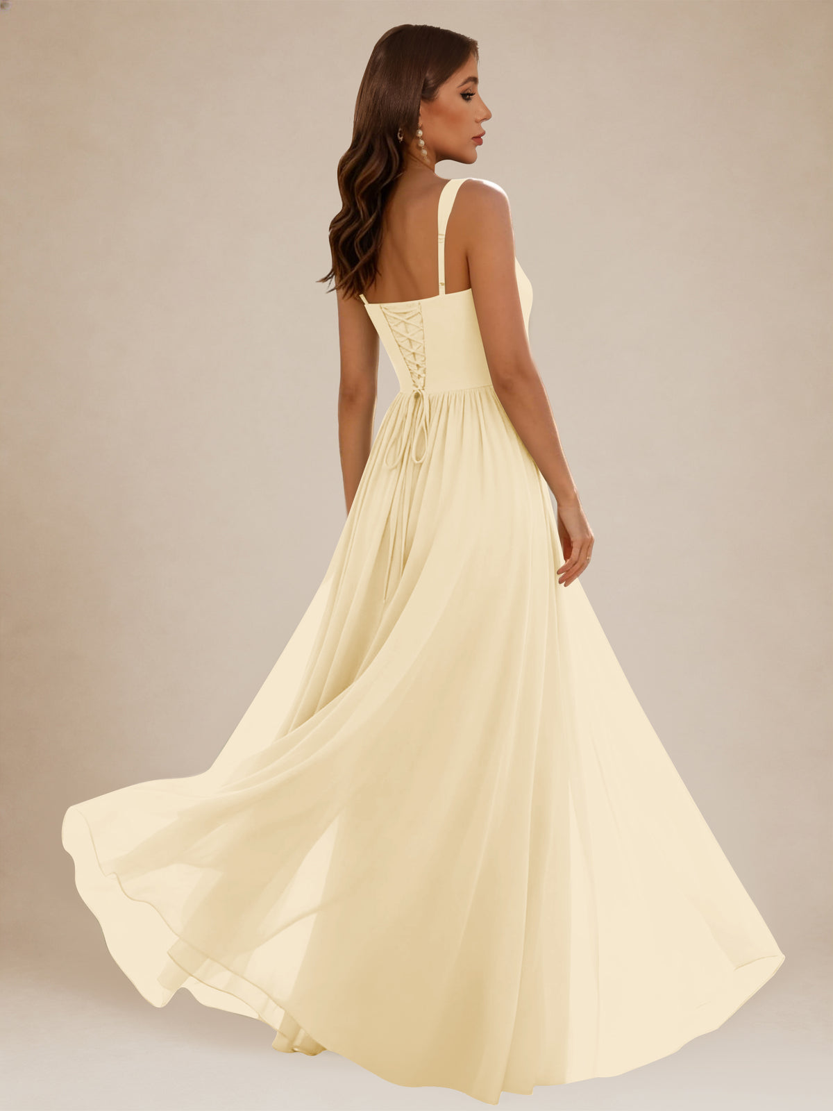 Sweetheart Ruffle Chiffon Bridesmaid Dress With Slit