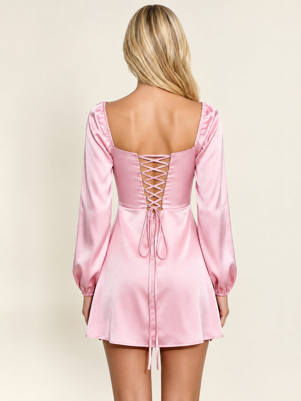 Sweetheart Long Sleeve Sequin Satin Homecoming Mini Dress
