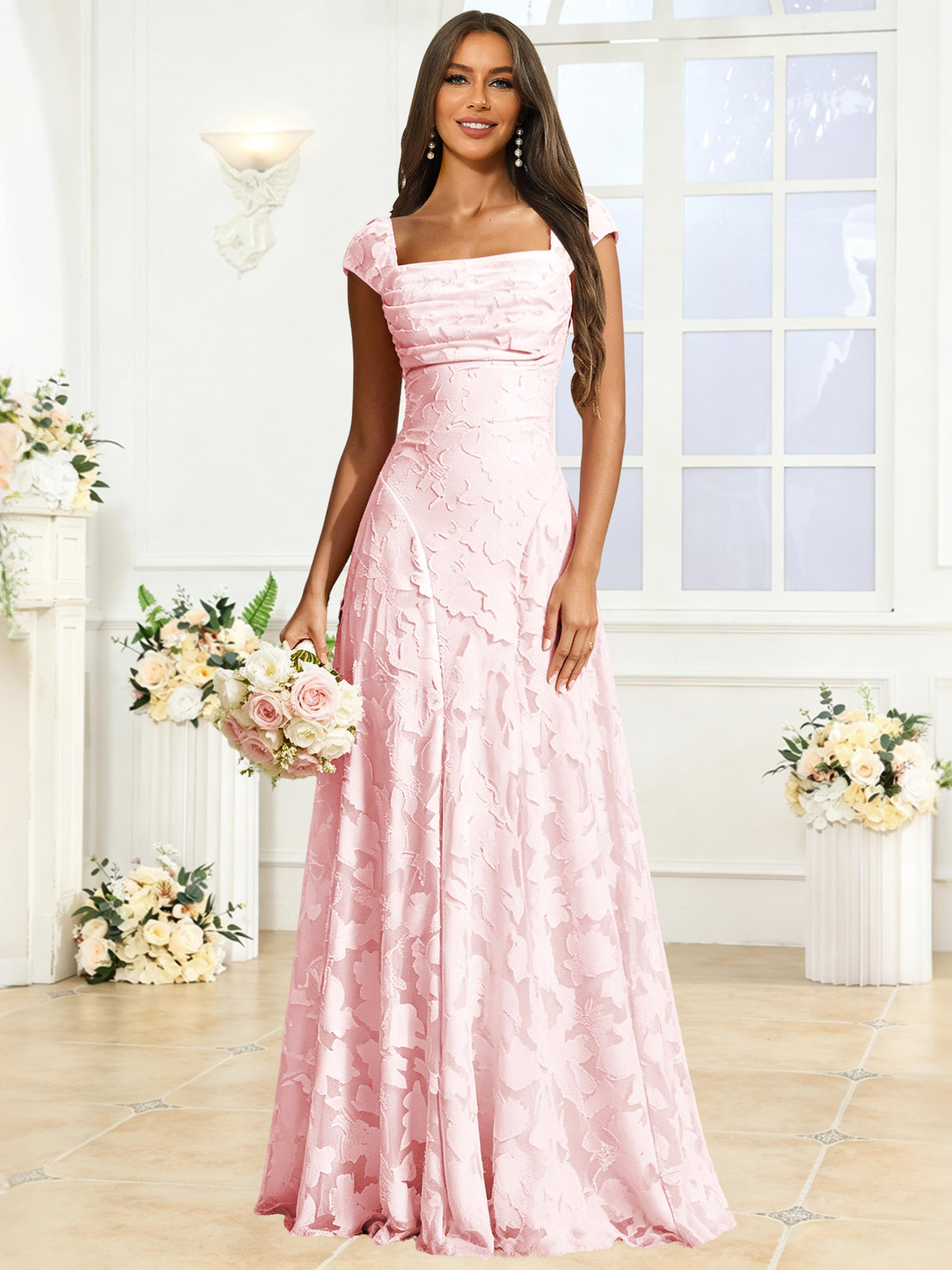 A-Line Floral Lace Bridesmaid Dress