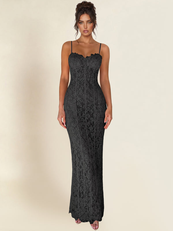 Spaghetti Strap Mermaid Lace Midi Bodycon Formal/Prom Dress