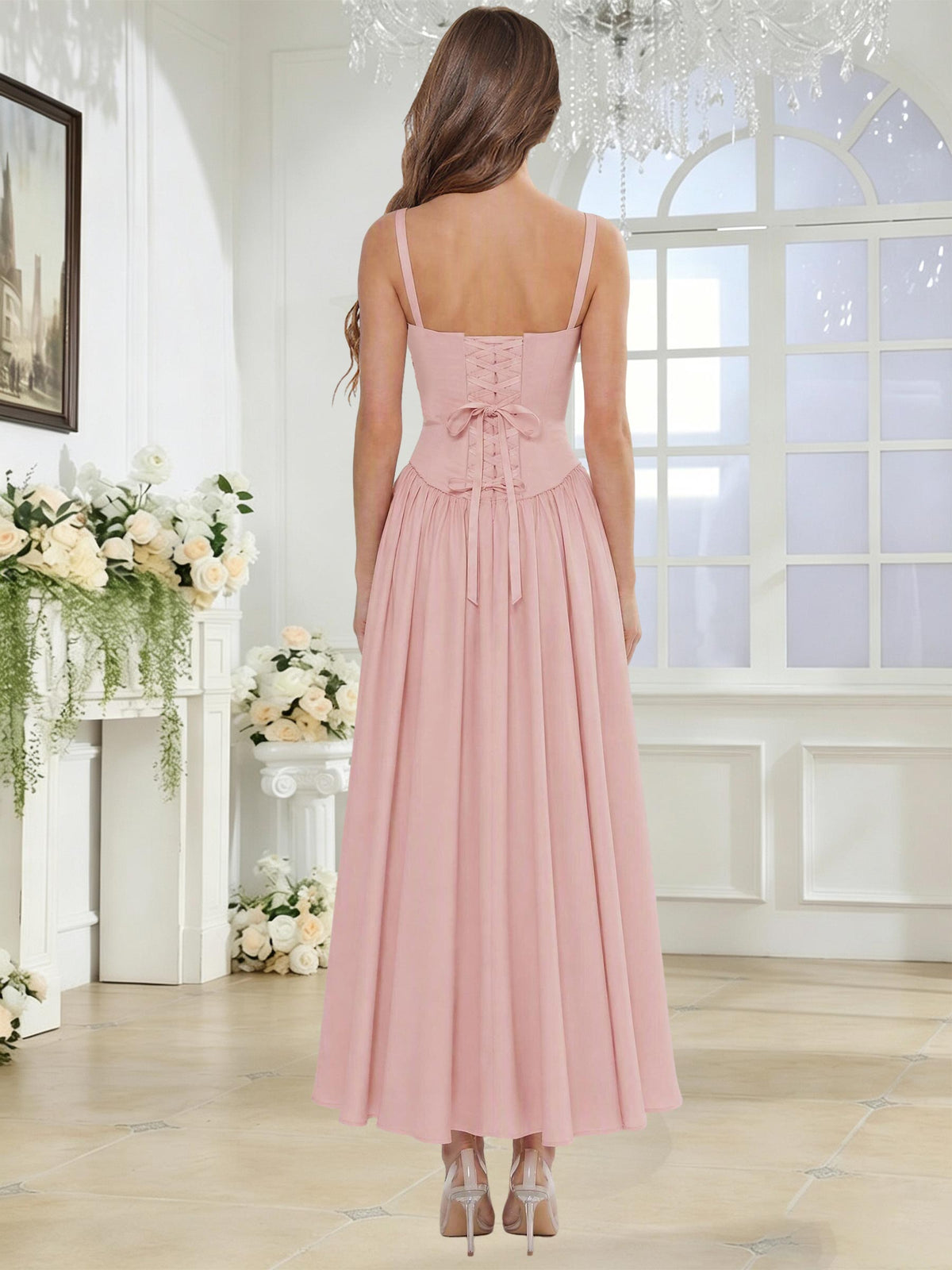 Spaghetti Strap Chiffon Ruched A Line Bridesmaid Dress