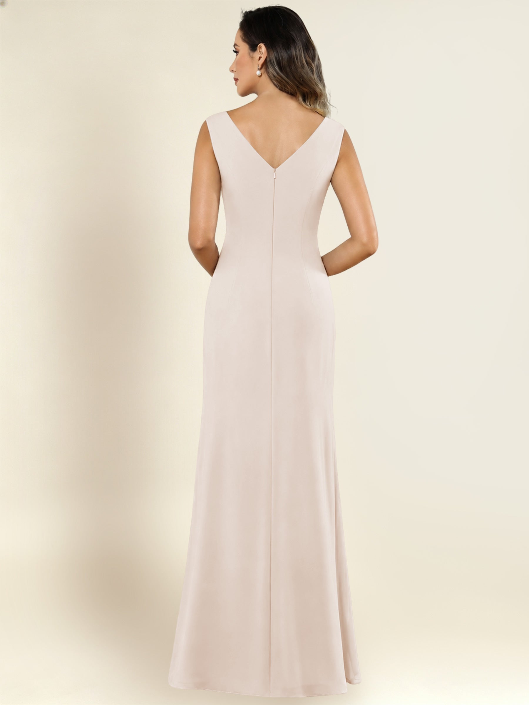 ROVDESY 2 Pieces V-Neck Sequin Chiffon Long Mother Of The Bride Dress With Long Sleeve Jacket
