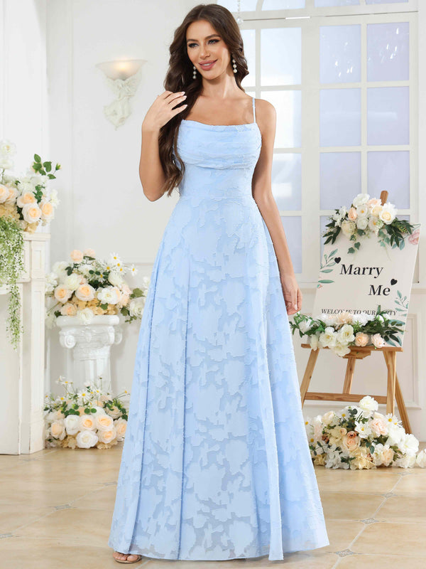 Cowl Chiffon Jacquard Bridesmaid/Prom Dress