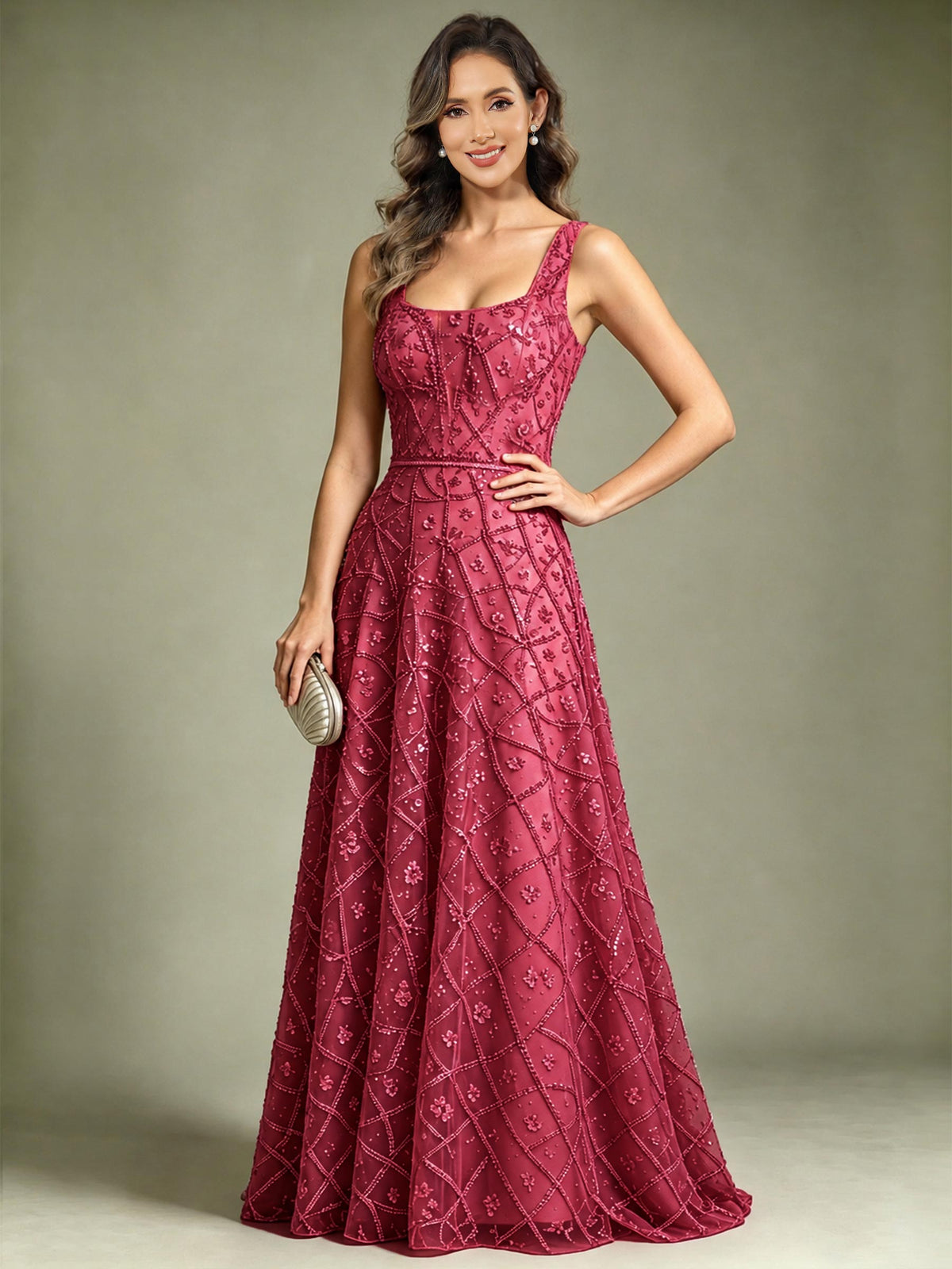 2 Pieces Sequin Long Mother of The Bride Dress with Jacket