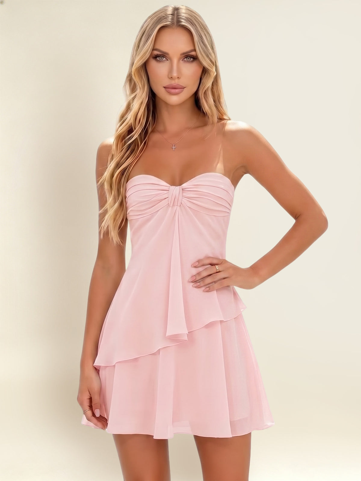 Strapless A-Line Ruffled Chiffon Homecoming Mini Dress