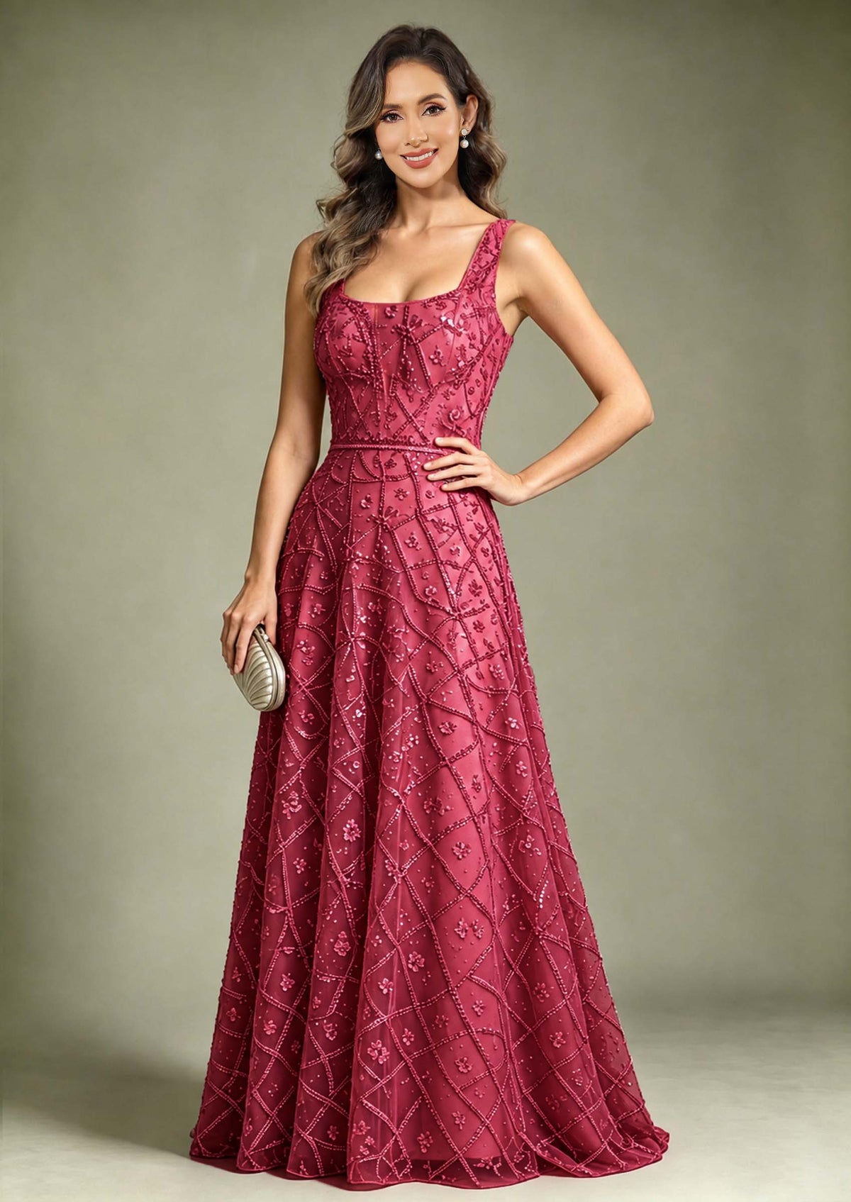 2 Pieces A-Line Long Sequin Mother of The Bride Dress with Jacket