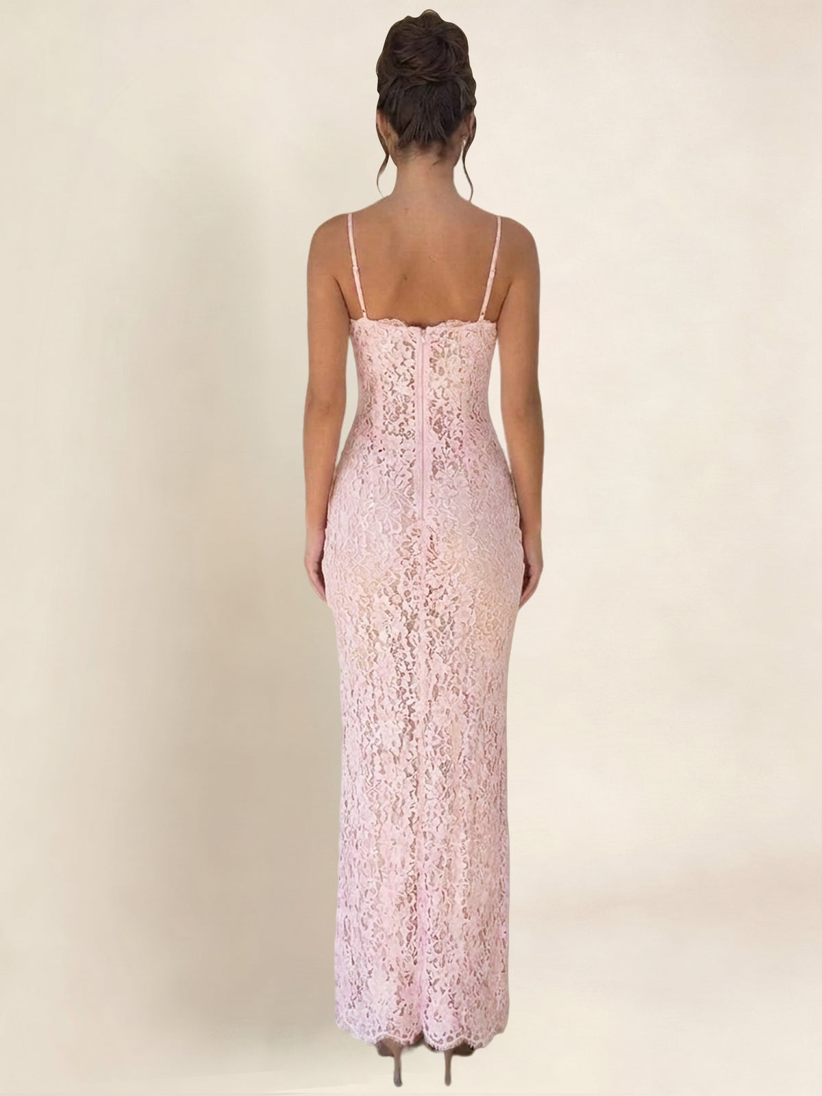 Spaghetti Strap Mermaid Lace Midi Bodycon Formal/Prom Dress