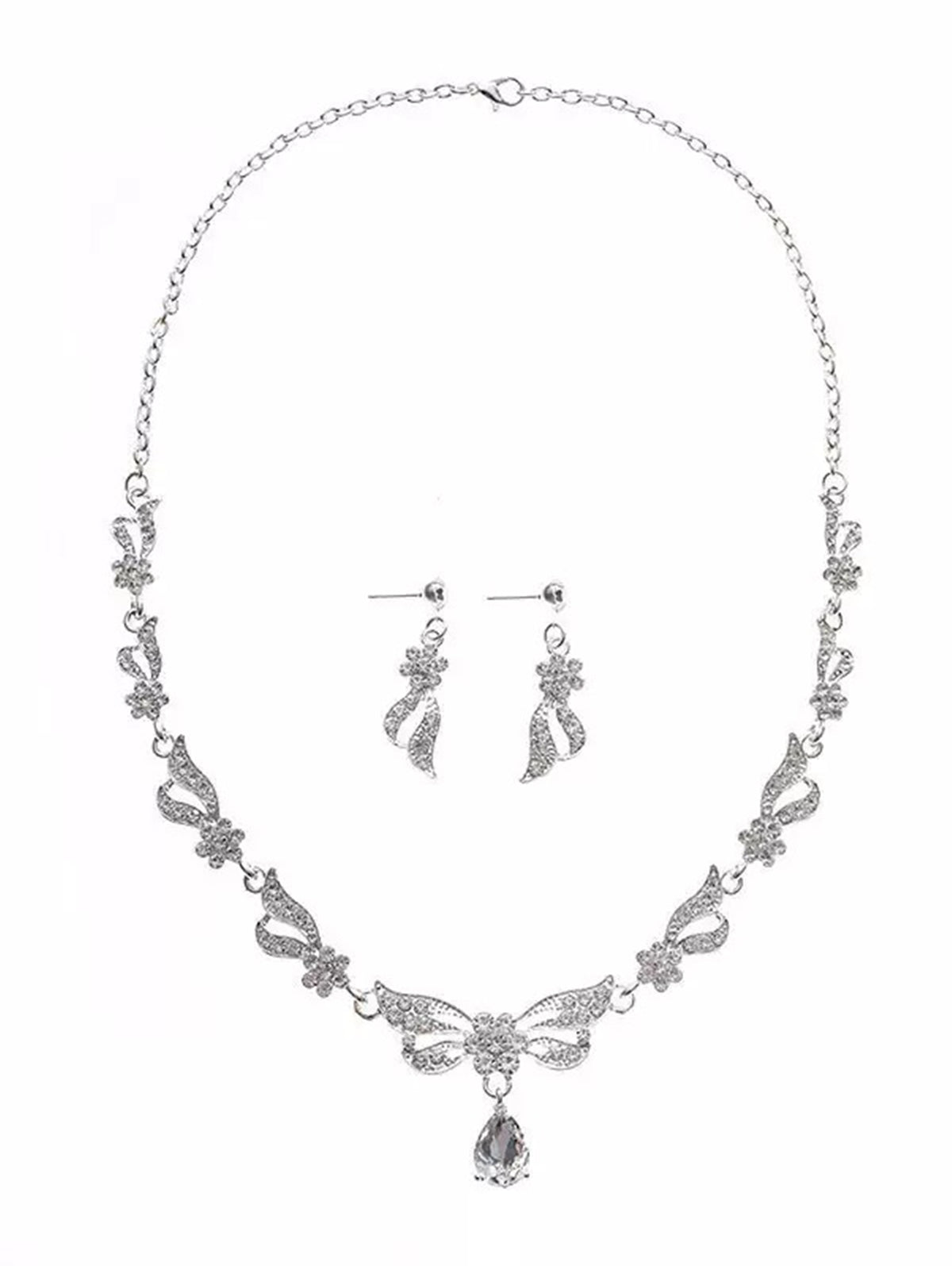 Butterfly Rhinestone Bridal Jewelry Sets, Earrings & Necklace (Set of 2)