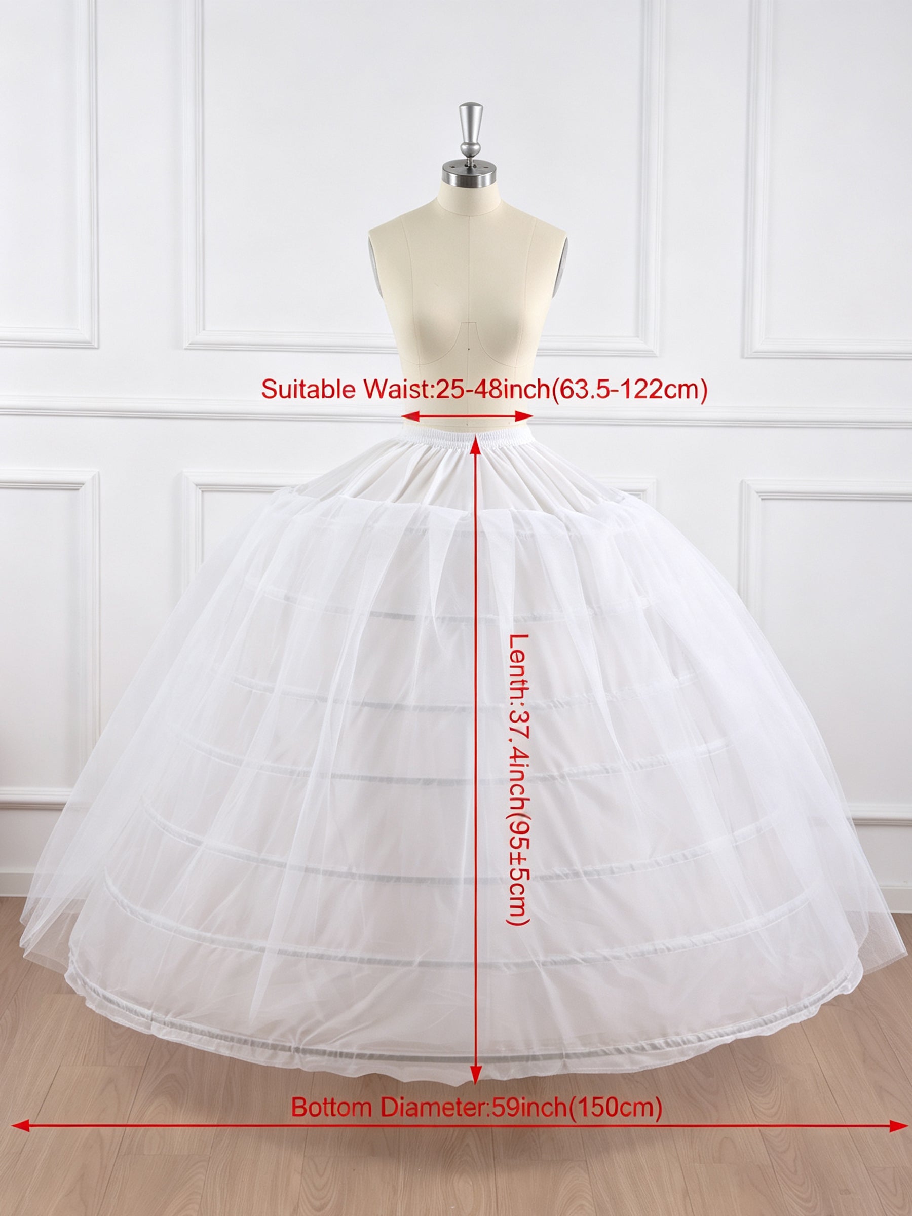 ROVDESY 7-Tiers Ball Gown Floor Length Wedding Dress Petticoat Crinoline