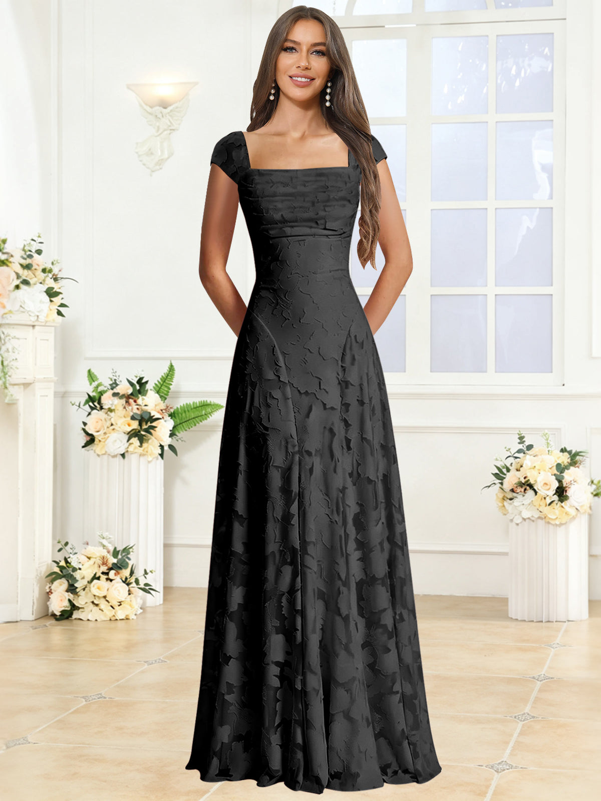 A-Line Floral Lace Bridesmaid Dress