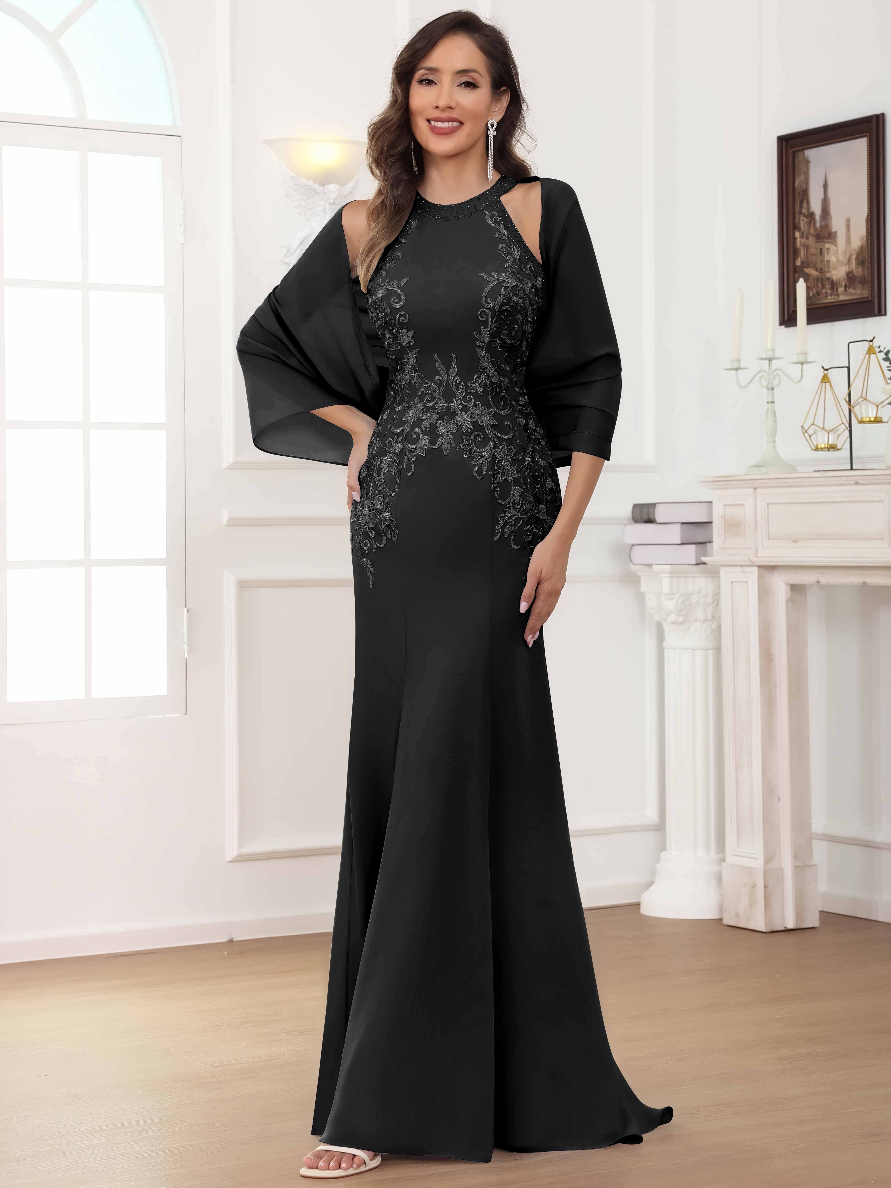 ROVDESY Halter Mermaid Lace Mother Of The Bride Dress With Jacket