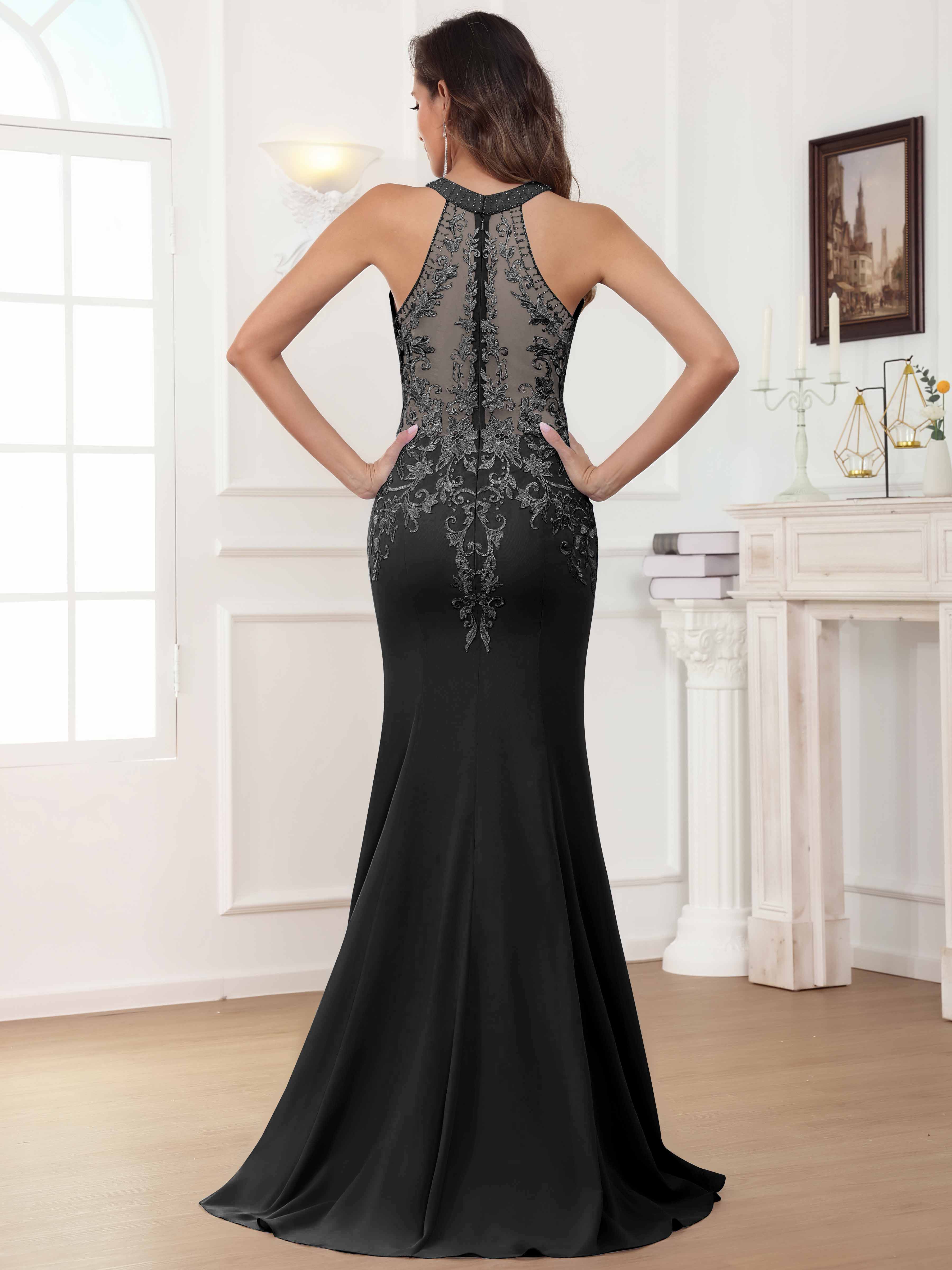 ROVDESY Halter Mermaid Lace Mother Of The Bride Dress With Jacket