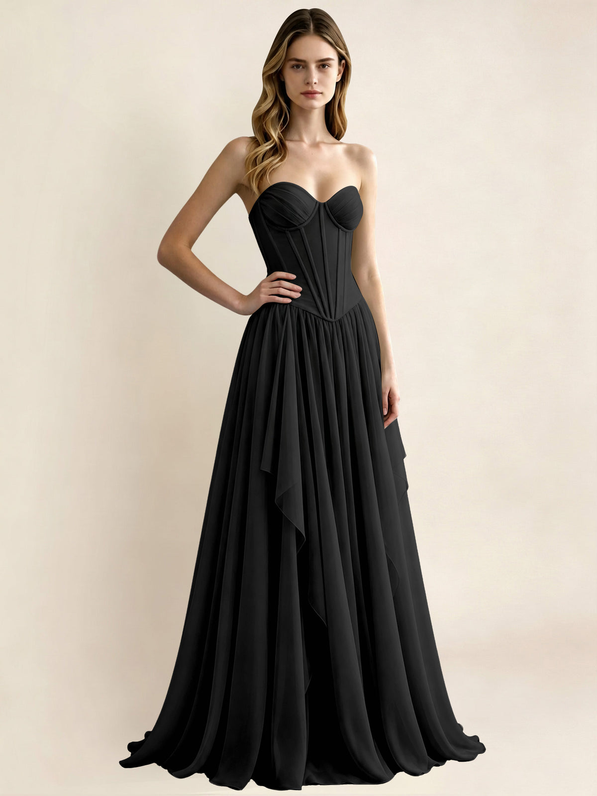 Sweetheart Chiffon Pleated A Line Bridesmaid Formal Dress