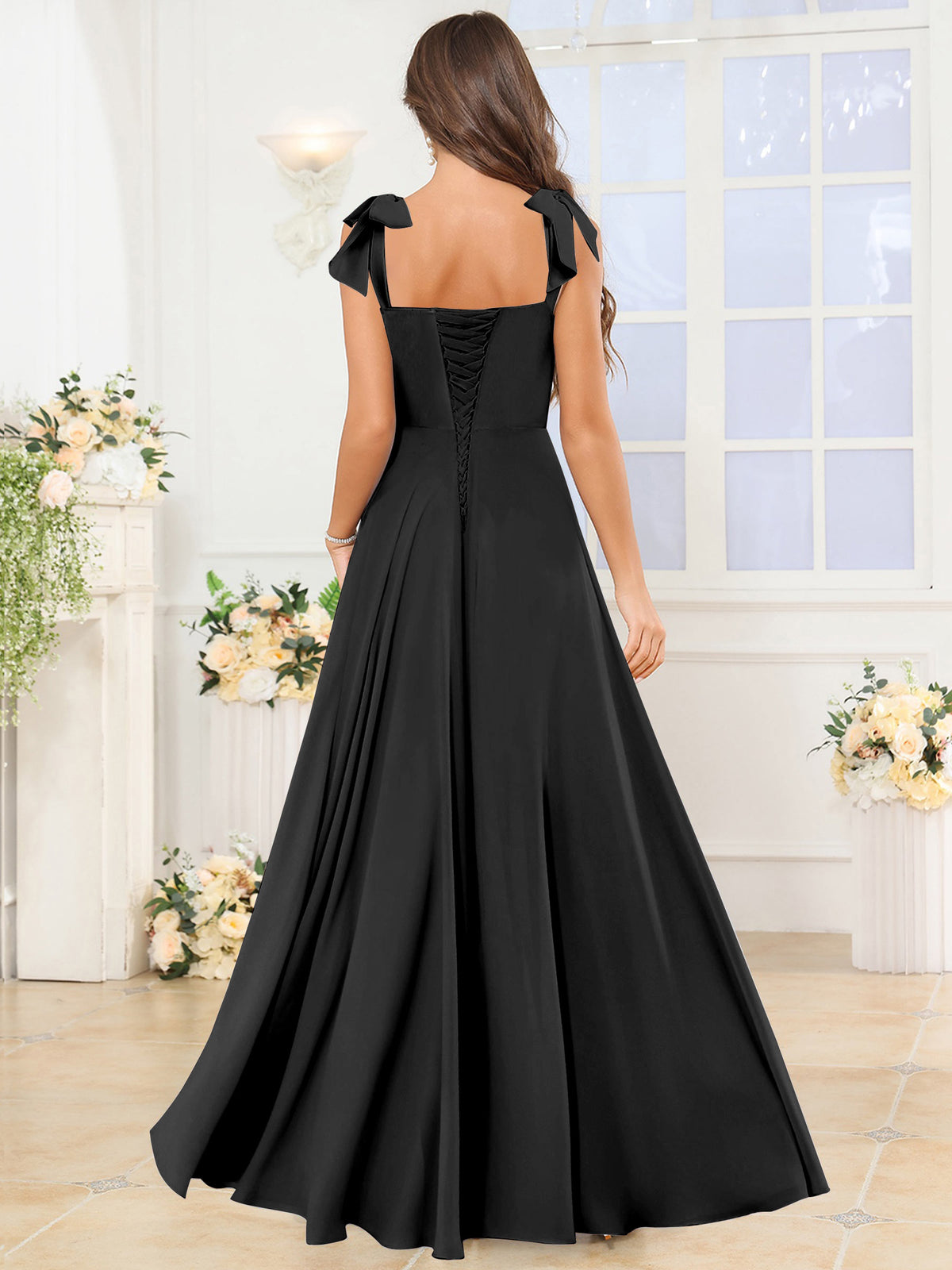A Line Bridesmaid Dress with Slit