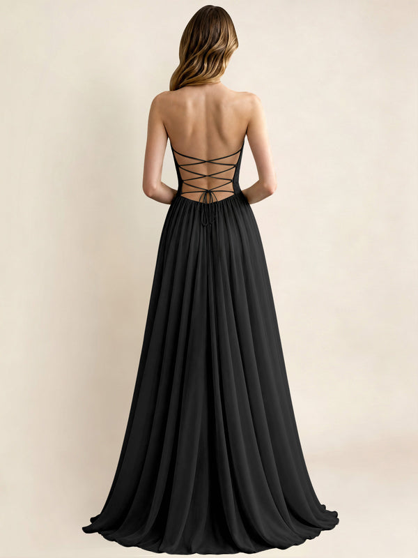Sweetheart Chiffon Pleated A Line Bridesmaid Formal Dress