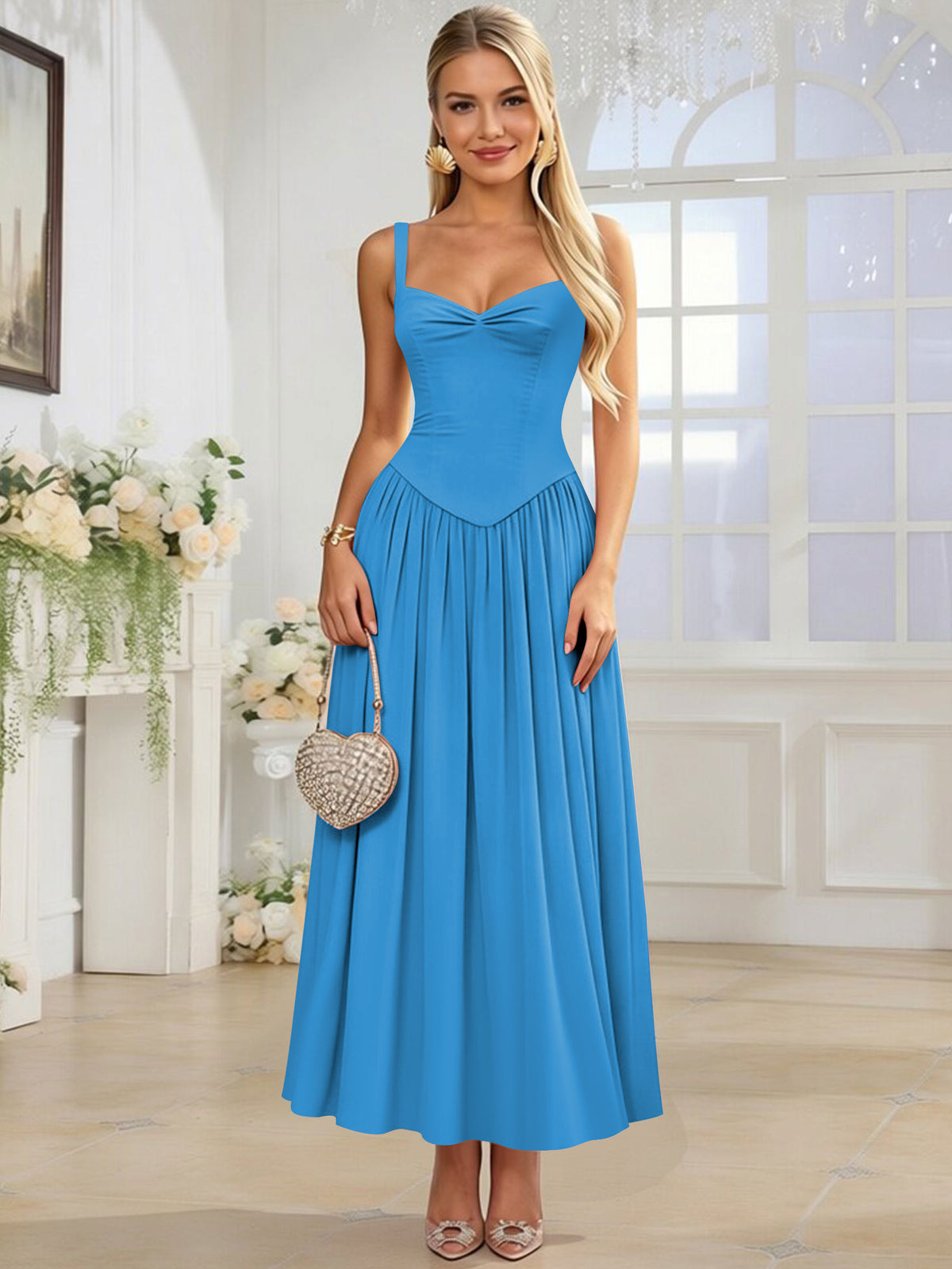 Spaghetti Strap Chiffon Ruched A Line Bridesmaid Dress