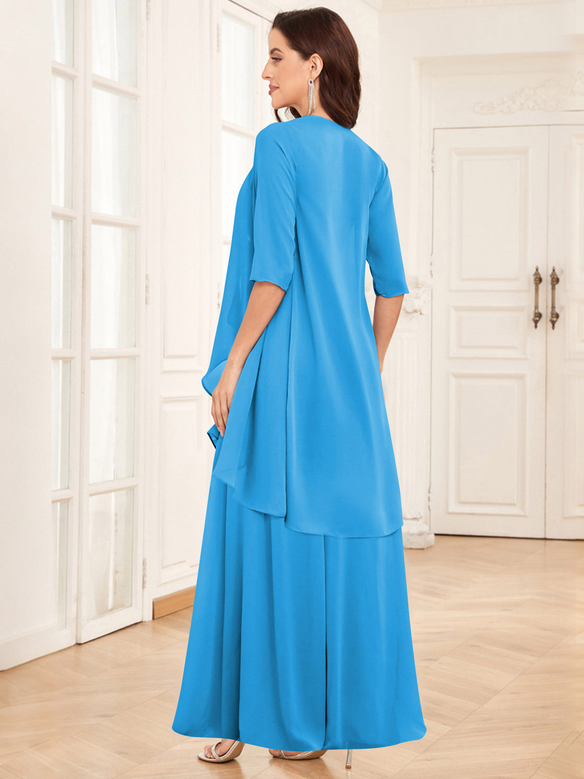 2 Pieces Chiffon A Line Mother of the Bride Dress with Jacket