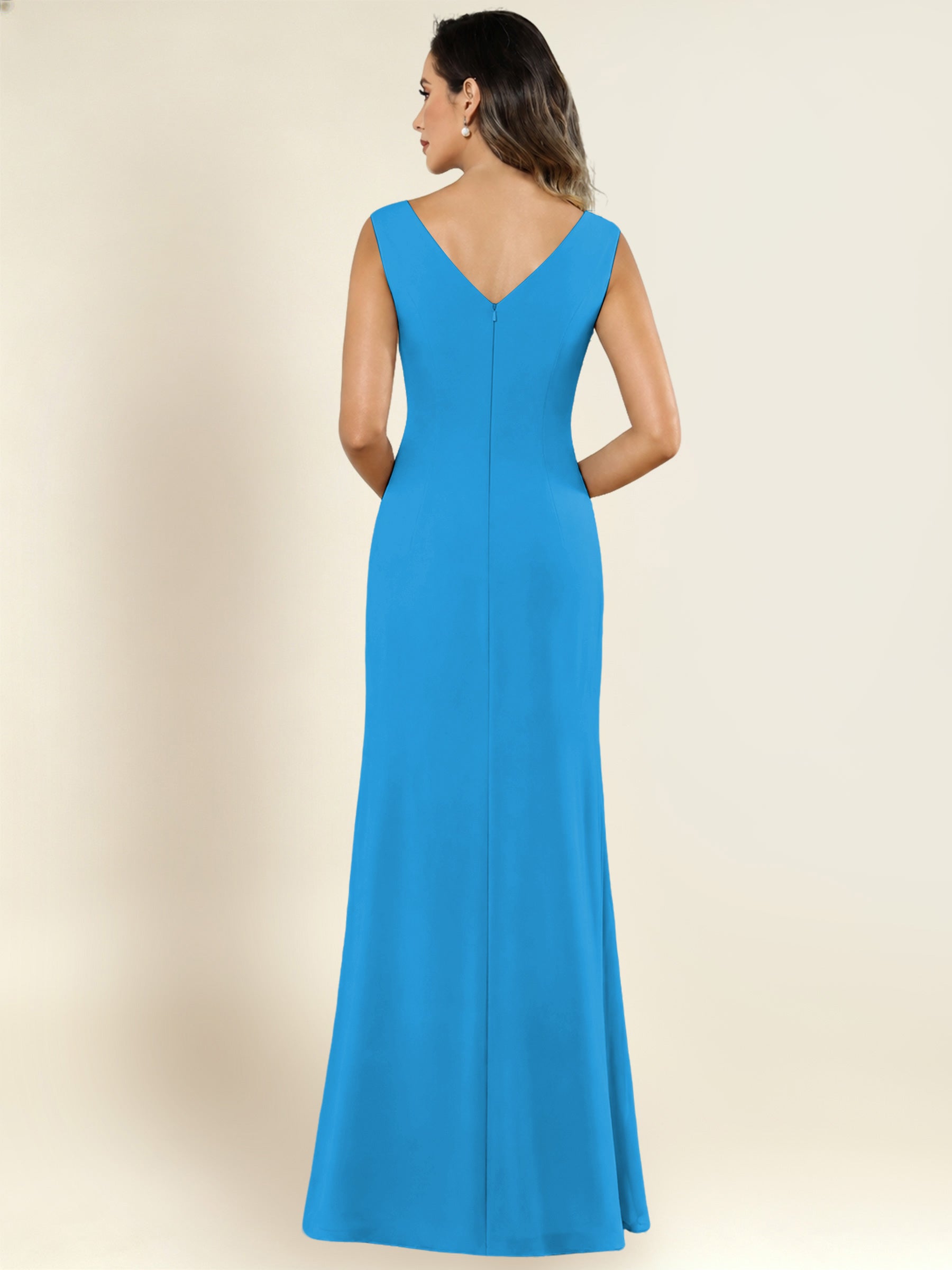 ROVDESY 2 Pieces V-Neck Sequin Chiffon Long Mother Of The Bride Dress With Long Sleeve Jacket