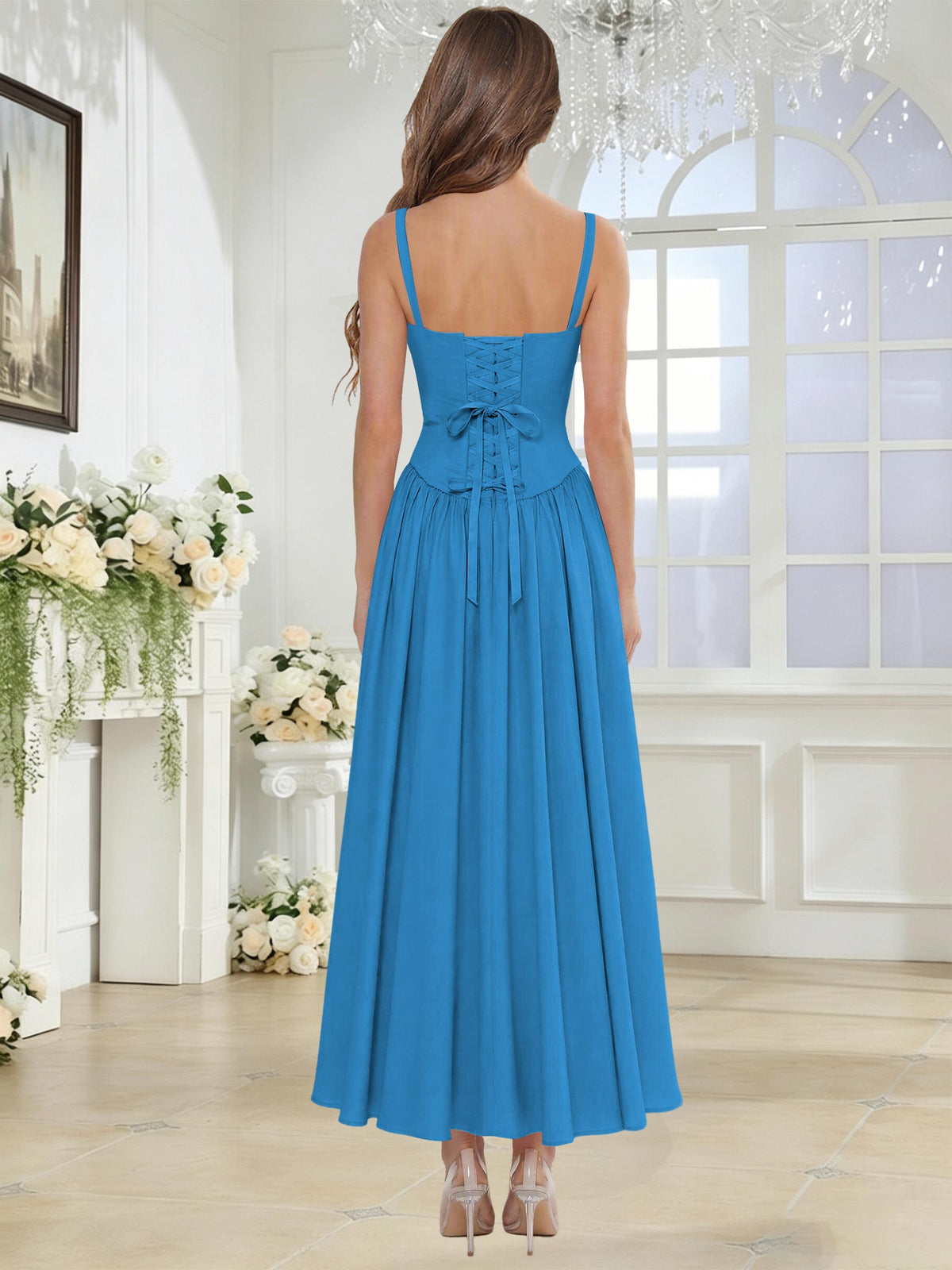 Spaghetti Strap Chiffon Ruched A Line Bridesmaid Dress