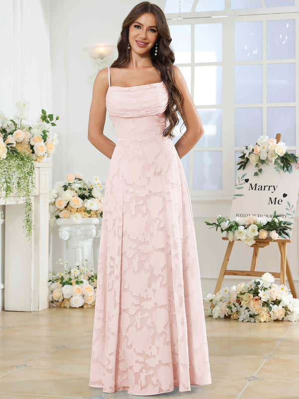 Cowl Chiffon Jacquard Bridesmaid/Prom Dress