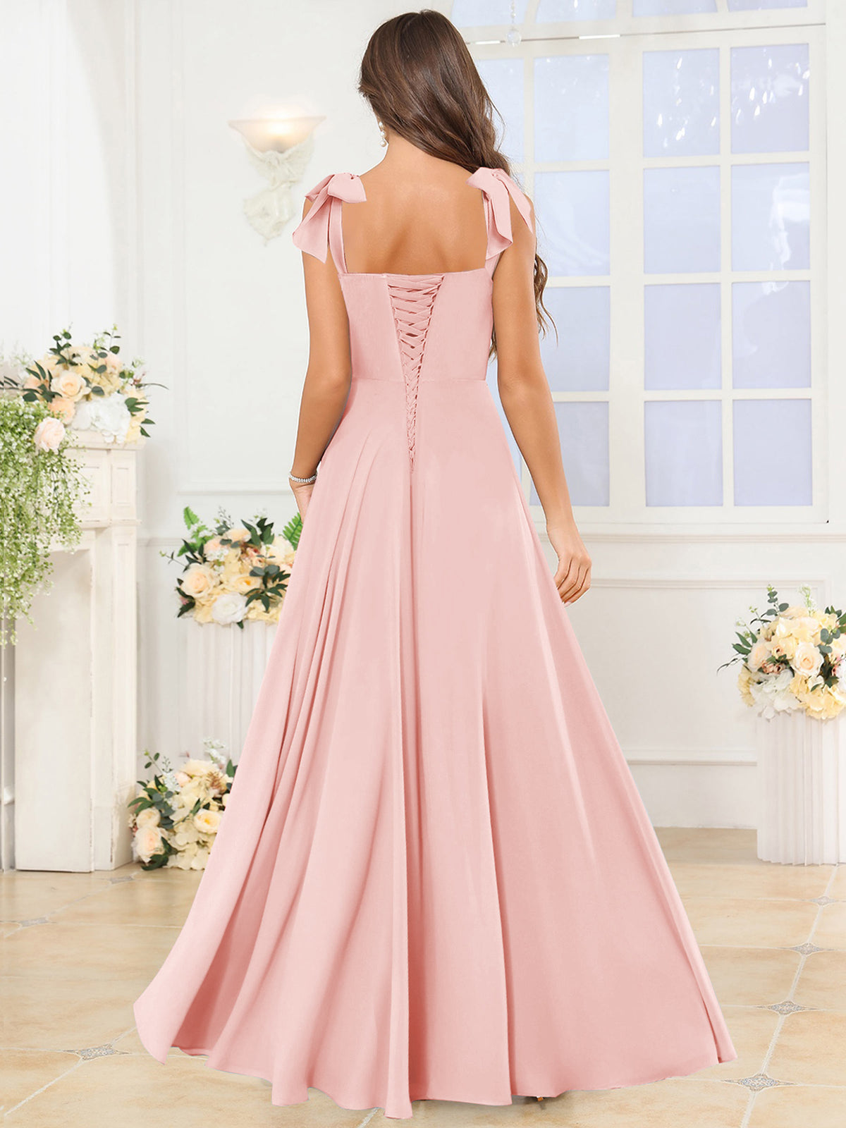 A Line Bridesmaid Dress with Slit