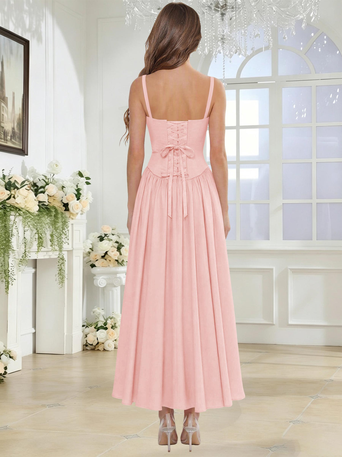 Spaghetti Strap Chiffon Ruched A Line Bridesmaid Dress