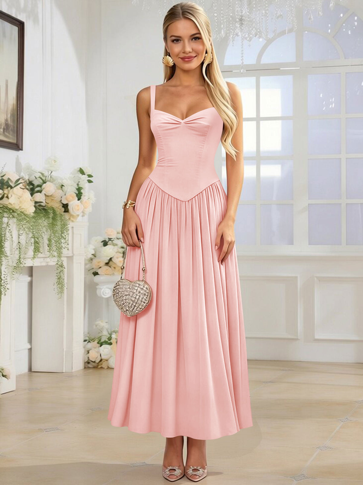 Spaghetti Strap Chiffon Ruched A Line Bridesmaid Dress