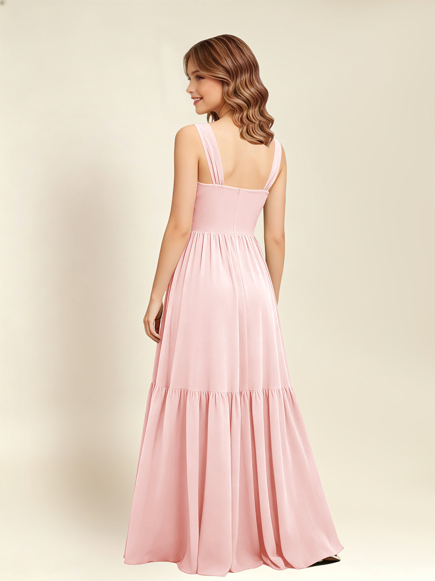 ROVDESY A-Line Square Neck Chiffon  Junior Bridesmaid Dress