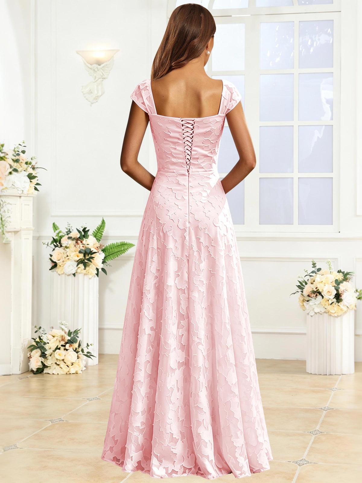 A-Line Floral Lace Bridesmaid Dress
