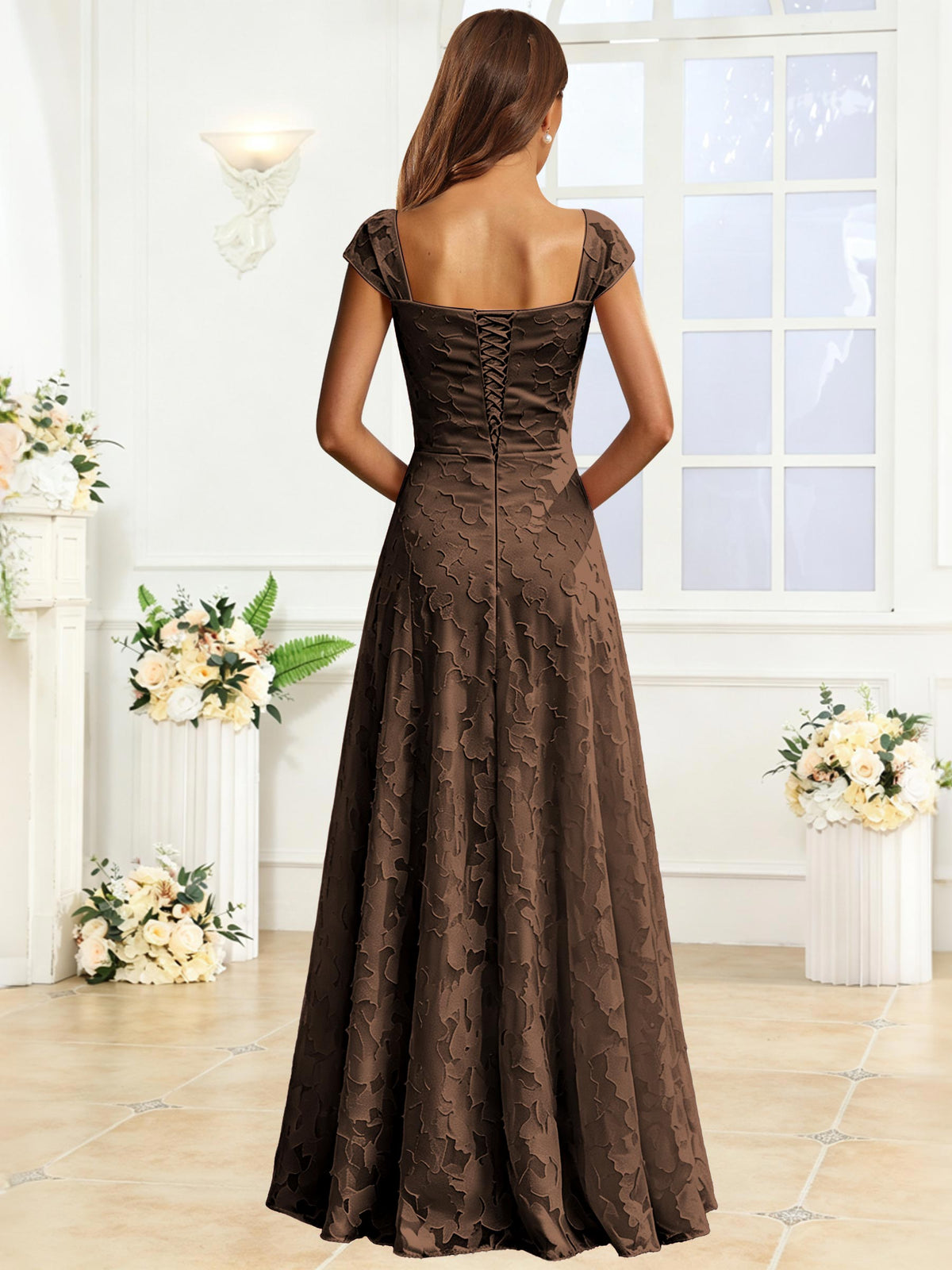 A-Line Floral Lace Bridesmaid Dress