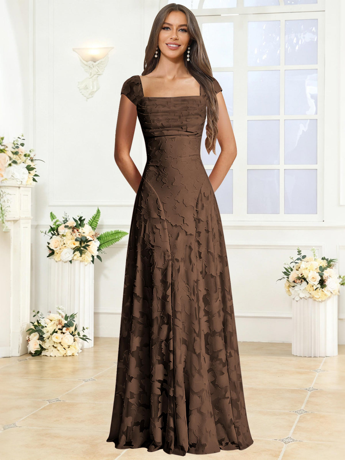 A-Line Floral Lace Bridesmaid Dress