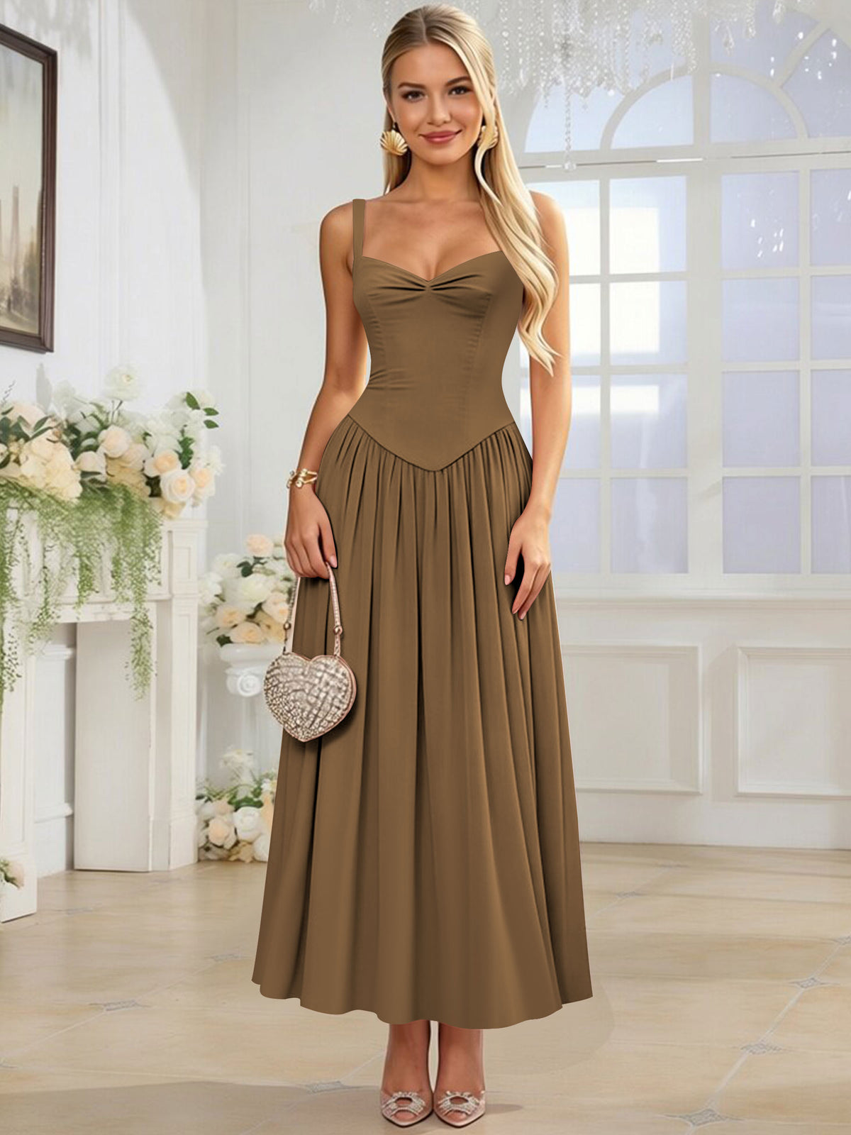 Spaghetti Strap Chiffon Ruched A Line Bridesmaid Dress