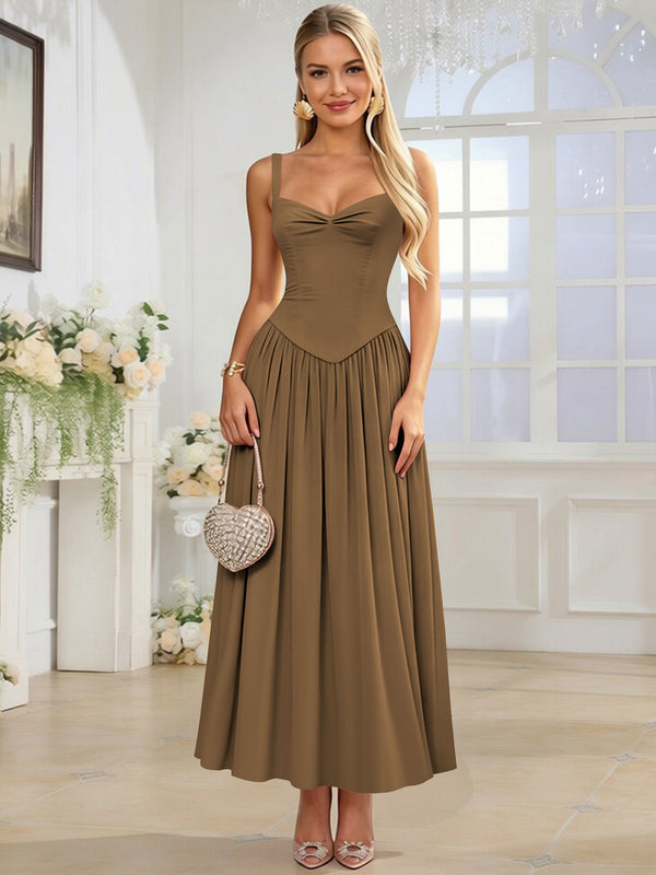 Spaghetti Strap Chiffon Ruched A Line Bridesmaid Dress