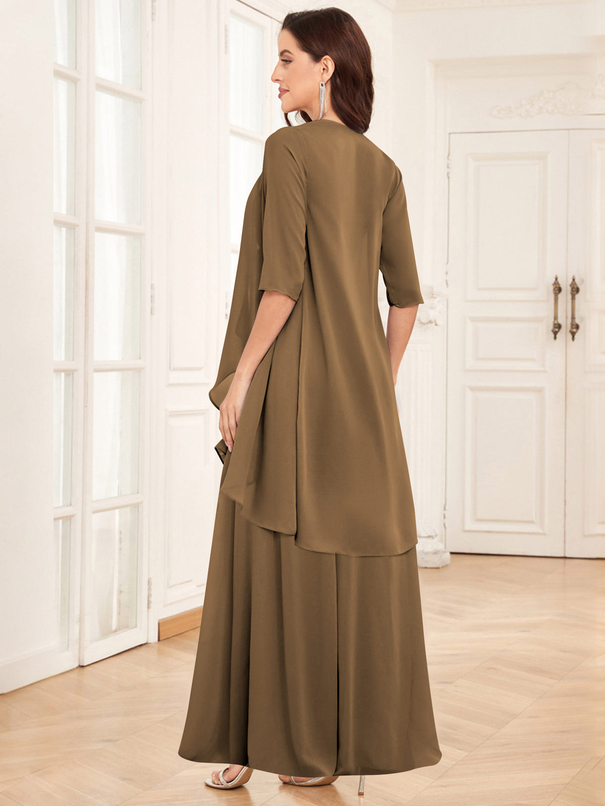 2 Pieces Chiffon A Line Mother of the Bride Dress with Jacket