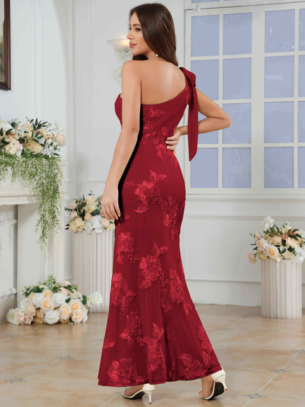 One-Shoulder Mermaid Floral Bridesmaid/Prom Dress