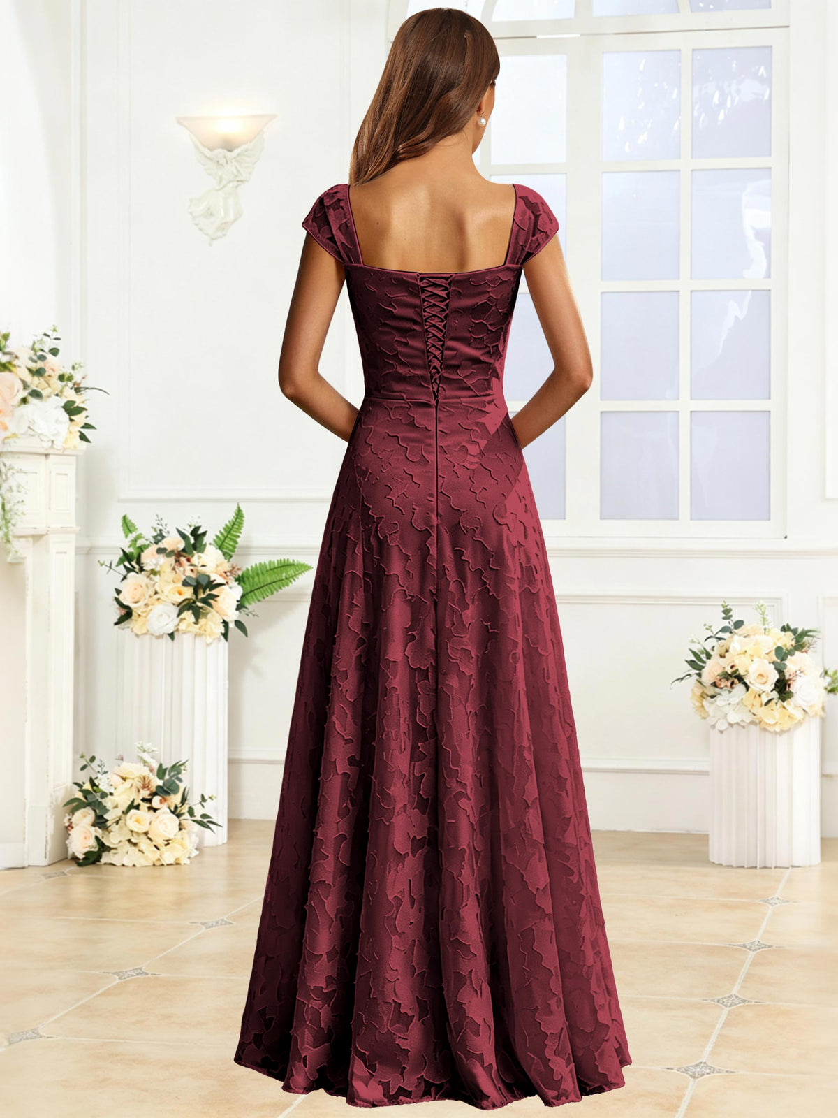 A-Line Floral Lace Bridesmaid Dress